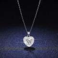 Sterling Silver Pendant with 1ct Moissanite Heart Necklace-0-2