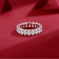 Sterling Silver Full-Set Oval Moissanite Ring, Ins Style Stackable Band-0-2