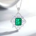 S925 Silver Necklace with Emerald Inclusions Crack Pendant Full Zirconia Inlay High Carbon Diamond Collarbone Chain Wholesale-0-0