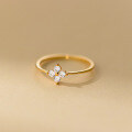 wholesale S925 Sterling Silver Small Fresh Sweet Style Design Personality Inlaid Diamond Four-Leaf Flower Fine Ring R02153-0-3