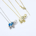 wholesale 925 Silver Japanese Whimsical Large Elephant Synthetic Opal Pendant White Opal Jewelry Necklace Pendant-0-2