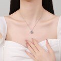 925 Silver Cross-Border Moissanite Necklace, 1 Carat Jumping Heart Pendant with Colorful Moving Waterdrop Moissanite-0-2