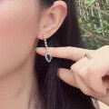 wholesale S925 Sterling Silver 5*10 Marquise Blue Gemstone Earrings,-0-2