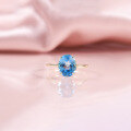 wholesale S925 Sterling Silver Small Fresh Minimalist Ring with Natural Colored Topaz 5/6 Carat Main Stone-0-1