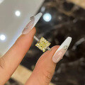 wholesale 925 Silver New Zhuo Zhifan Jewelry 10*10 Princess Cut High Carbon Diamond Powder Diamond European and American Wish Hit Micro-Set Ring-0-5