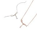 wholesale Pure silver Korean-style fashion ribbon bow necklace for women, small and unique design, high-end and versatile, elegant square sugar collarbone chain-0-4
