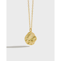 wholesale S925 Sterling Silver XF334 Korean High-End Sense Collarbone Necklace, Luxurious Irregular Rock Texture INS Style Personalized Necklace for Women-18K gold 925 silver