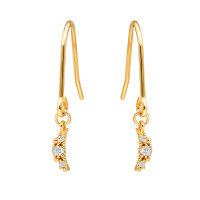 wholesale S925 Moon Earrings in White Zircon, Japanese-inspired Minimalist and Delicate Design, Dunli Jewelry Spring Collection-Moon Earrings 925 Silver