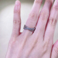 wholesale S925 Silver Korean-style New Moebius Design Row of Zircon Inlaid Fashion Ring-0-3