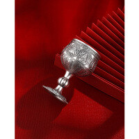 wholesale 999 Pure Silver New Chinese Style Eight Auspicious Patterns Liquor Cup, High-Stemmed Home Drinking Glass, Silverware Toast Goblet-999 fine silver
