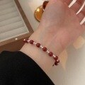 wholesale S925 Sterling Silver Cinnabar Beaded Bracelet for Women, Minimalist, Niche, Elegant, High-end, Korean Style-0-1