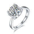 wholesale S925 Silver GRA Certified Moissanite Ring for Women, Light Luxury Bull Head Four-Prong Setting, 15/2/3 Carat Moissanite-0-0