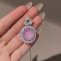 wholesale [925 Sterling Silver] Extravagantly Set Cabochon Natural Violet Chalcedony Pendant Necklace, New Chinese Style "Auspicious Aura" High-End Women's-0-2