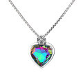 wholesale S925 Sterling Silver Vintage Aurora Rainbow-Colored Zircon Heart Pendant DIY Necklace Accessory-0-4