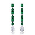 wholesale S925 Silver 1ct Green Nano Earrings 8*12-0-5