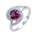 wholesale S925 Sterling Silver Niche-Designed Natural Topaz Ring with Garnet Accent and Colored Gemstone-0-0