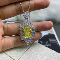 wholesale S925 Sterling Silver Ice Flower Cut Colored Gemstone Cross-Border Trade Pineapple Sweater Chain Necklace Pendant Factory Direct Sales One-Piece Dropshipping-Ordinary chain 925 silver
