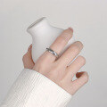 wholesale S925 Sterling Silver Retro Distressed Pure Handwoven Braided Design Simple Adjustable Ring-0-3