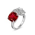 wholesale S925 Sterling Silver Plated Cultivated Ruby Ring, Light Luxury European-American Style Simulated Rose Index Finger Ring for Wholesale-0-5