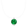 925 Sterling Silver 2-Carat Green Invisible Necklace Mermaid Tear Drop Pendant-0-3