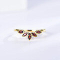 wholesale S925 Sterling Silver Red Elk Overall French Light Luxury Personality Design Leaf Ring Adjustable Tail Ring for Women-0-0