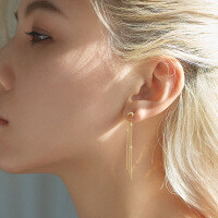 wholesale 925 Silver 20 New Style Rainbow Star Moon Tassel Earrings, Exquisite Chain Elegant Fairy Temperament Stud Earrings Wholesale-Moon Long Tassel Zircon Earrings>925 Silver