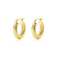 wholesale S925 Sterling Silver Women's Earrings With Circle, Thread, And Twist Design, Retro Style-E3094-Gold 925 Silver