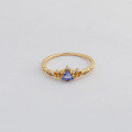 wholesale S925 Silver Plated 14k Gold French Light Luxury Vintage Style Tanzanite Ring-0-2