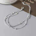 wholesale 925 Silver Exquisite Korean-style Ins Trendy Minimalist Three-layer Beaded Snake Bone Bracelet S7381-0-0