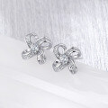 wholesale 925 Sterling Silver Micro-Paved Zircon Flower Earrings for Women, Elegant and Luxurious Four-Leaf Clover Stud Earrings-0-0