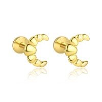wholesale S925 Sterling Silver Wholesale-E4845-Gold/Pair 925 Silver