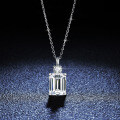 S925 Silver Wholesale Women's Emerald Cut Moissanite Square Collarbone Necklace-0-1