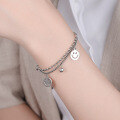 wholesale S925 Sterling Silver Korean Dongdaemun Smiley Pendant Connected Sphere Double Layer Creative Personalized Bracelet-0-2