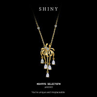 925 Sterling Silver Lace Firework Zircon Fringe Star Pendant Necklace-S925 Sterling Silver with Gold + Zircon  925 Silver