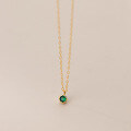 wholesale S925 Silver Necklace for Women, Retro Mini Emerald Diamond Collarbone Chain, Elegant and Sweet Neck Accessory D8470-0-2