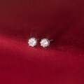 wholesale S925 Sterling Silver Single Diamond Crown Earrings, French Vintage Style, Sparkling Round Diamond Romantic Ear Jewelry M04200-0-2