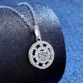 S925 Sterling Silver Cross Border New Eight Treasures Compass Moissanite Pendant Necklace-0-0