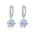 wholesale S925 Sterling Silver Cross-Border New Elegant and Exquisite Seven-Color Blue Moonstone Lotus Earrings, High-End Dangle Earrings for Ladies-0-4