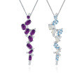 wholesale S925 silver designer-style high-end long gemstone pendant with a French romantic flair, featuring natural amethyst necklace pendant-0-3