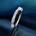 wholesale 925 Silver New Square Half Diamond Stackable Row Ring in Minimalist Style by Zhuozhifan Jewelry-0-2