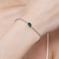 wholesale S925 Silver New Simulated Emerald 8*11 Oval Bracelet, Generous and Stylish Ins European and American Trend-0-3