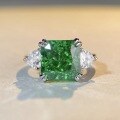 wholesale S925 Sterling Silver New Style Women's Green Jadeite 5-Carat 10X10 High Setting High Carbon Diamond Zircon Ring Wholesale-0-3