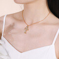 wholesale S925 Sterling Silver Plated with 18K Gold Cross Pendant Necklace for Women, Premium Moissanite Diamond Accents-0-3