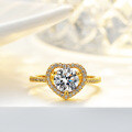 14K Gold Plated S925 Silver Moissanite 1 Carat 65MM Heart Shape Ring-0-1