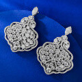 wholesale S925 Sterling Silver Luxury Hand-Set White Diamond Full Diamond Leaf Silver Ear Drops, Exquisite and Elegant Women's Jewelry-0-2