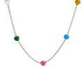 wholesale S925 Sterling Silver IU Same Style Dopamine Rainbow Beaded Necklace for Women, Korean Simple Design Bean Pendant Necklace-0-4