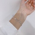 wholesale S925 Sterling Silver Minimalist Bracelet for Women, Small Niche Design, Gift for Girlfriend on Qixi Festival, Plain Silver Jewelry-0-2