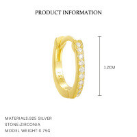 wholesale 925 Sterling Silver Snowflake Zircon Earrings For Women, Minimalist And Versatile-E1274E-Gold/Single 925 Silver