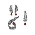wholesale S925 Sterling Silver Vintage Feather Jewelry Set with Gemstone Earrings Pendant Brooch and Natural Topaz Crystal Ring-0-3