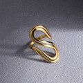 wholesale Metal S-shaped letter exaggerated minimalist ins creative design line stackable knuckle ring-0-1